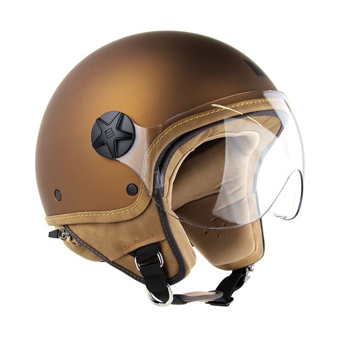 Motocubo Ant Jethelm mit Außenvisier | matt bronze