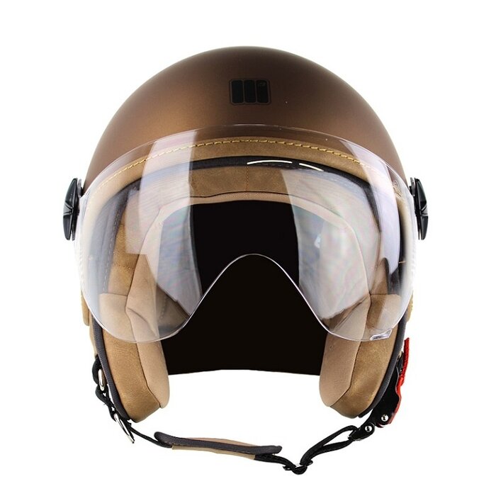 Motocubo Ant Jethelm mit Außenvisier | matt bronze