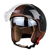 Motocubo top cube jethelm | mat zwart - bruin leer