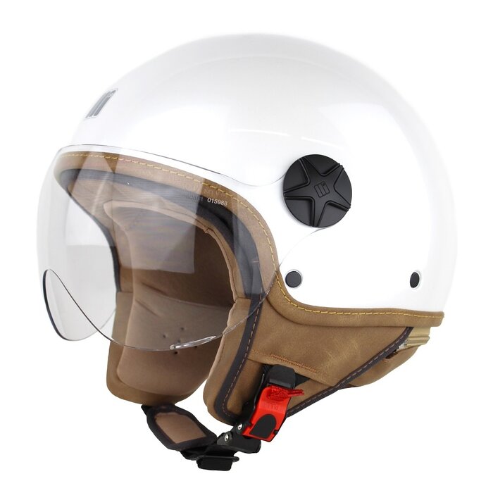Motocubo ant jet helmet with external visor | pearl white | ECE 22.06