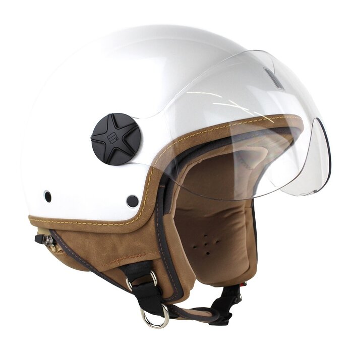 Motocubo ant jet helmet with external visor | pearl white | ECE 22.06