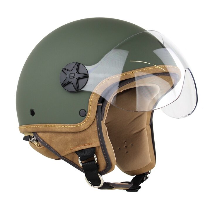 Motocubo ant jethelm met extern vizier | mat groen