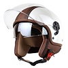 Motocubo Top cube Jethelm | weiß - braun Leder