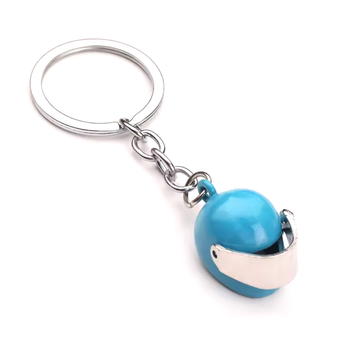 Keychain light blue scooter helmet