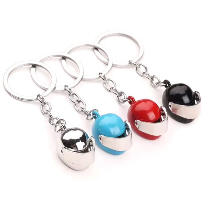 Keychain light blue scooter helmet