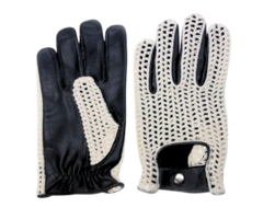Swift Vintage Crochet-Leder Autofahrer handschuhe schwarz