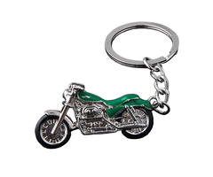 Schlüsselanhänger Silberner Motor mit Grün