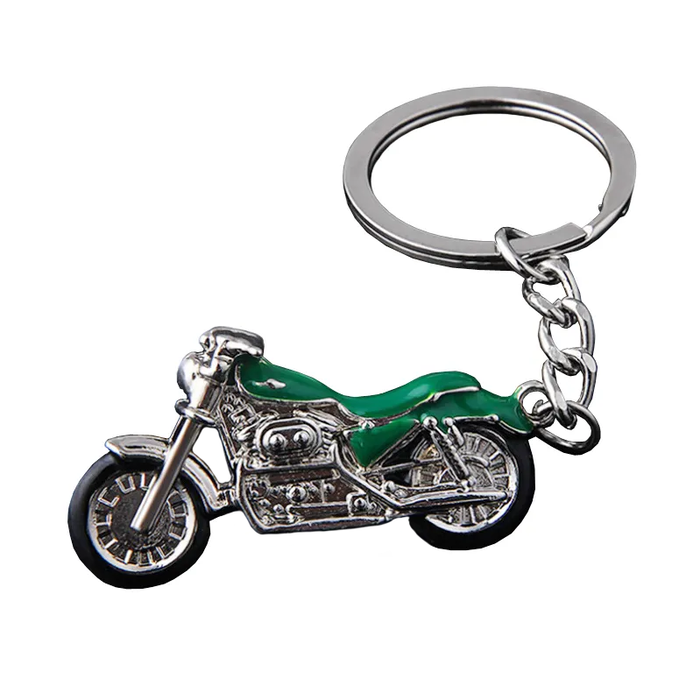 Keychain Silver Motorcycle with Green