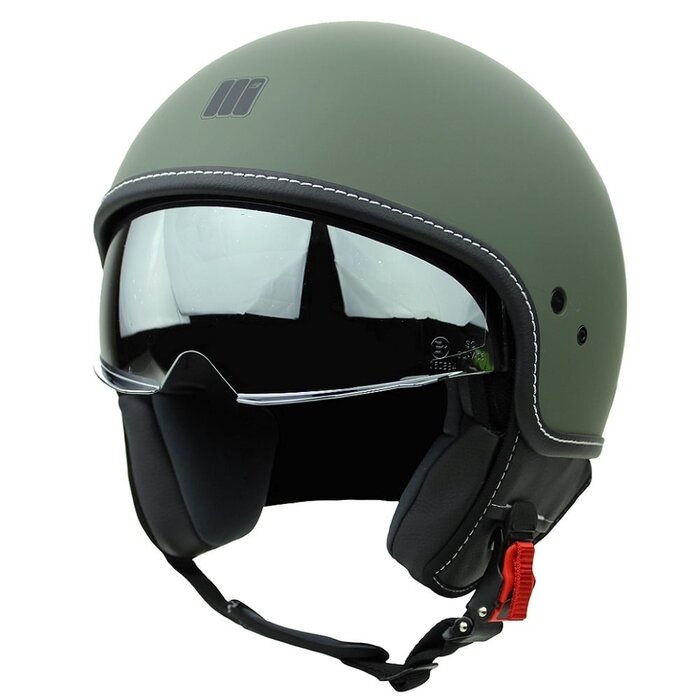 Motocubo beetle jet helmet with visor | matt green | ECE 22.06