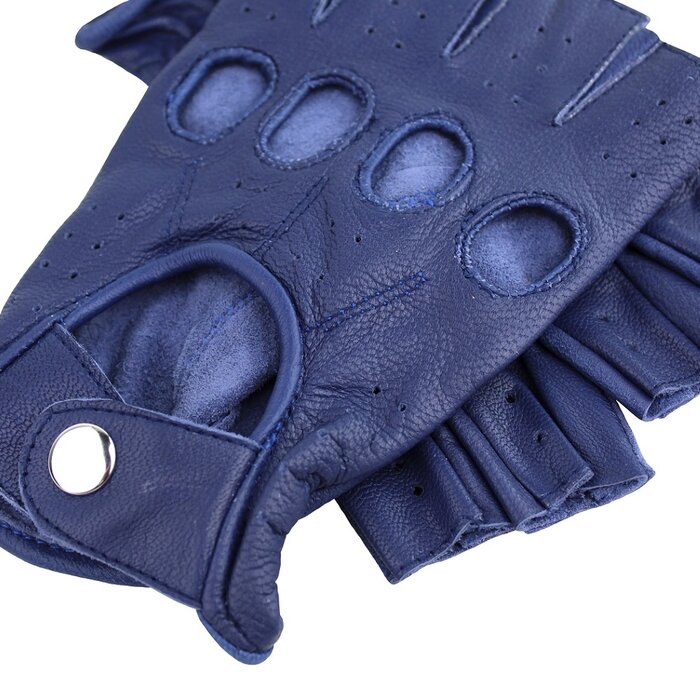 Swift racing fingerless leather gloves blue