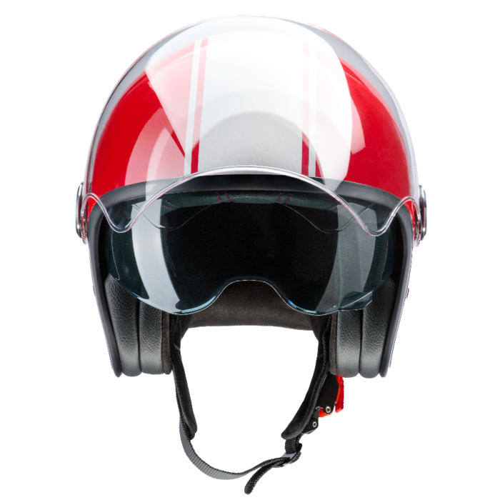 Redbike RB-861 classic jethelm rood - wit