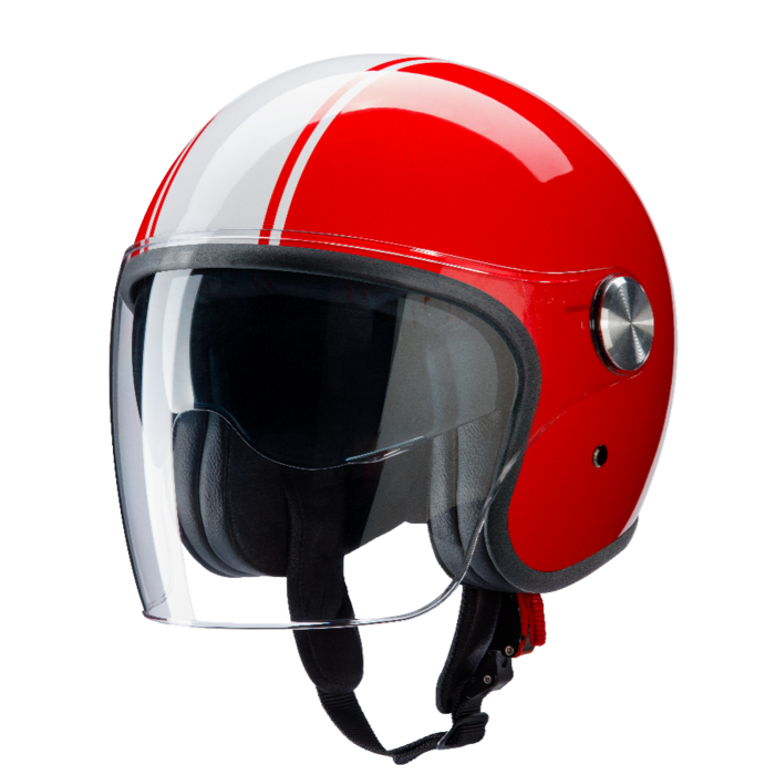 Redbike RB-861 classic jet helmet red - white  | ECE 22.06