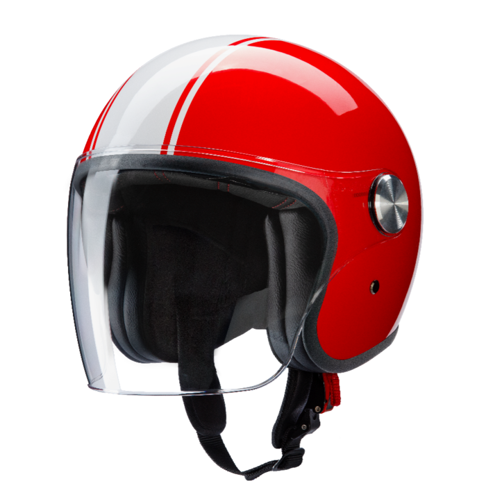 Redbike RB-861 classic jethelm rood - wit