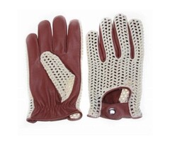 Swift vintage crochet leren handschoenen nappa bruin