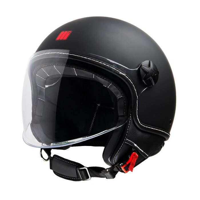 Motocubo beetle evo jethelm met vizier | mat zwart - rood | ECE 22.06