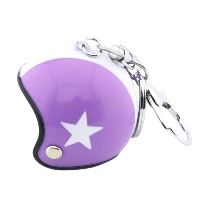 Keychain purple jet helmet with white star