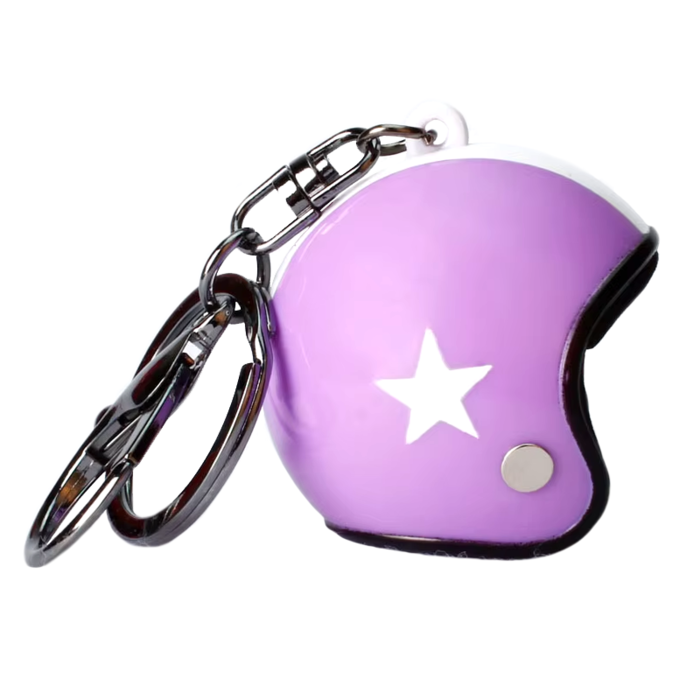 Keychain purple jet helmet with white star