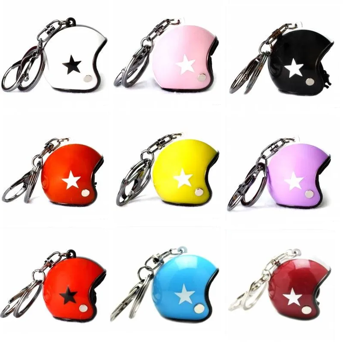 Keychain red jet helmet with black star