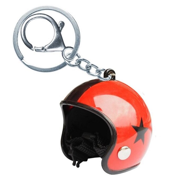 Sleutelhanger jethelm rood met zwarte ster