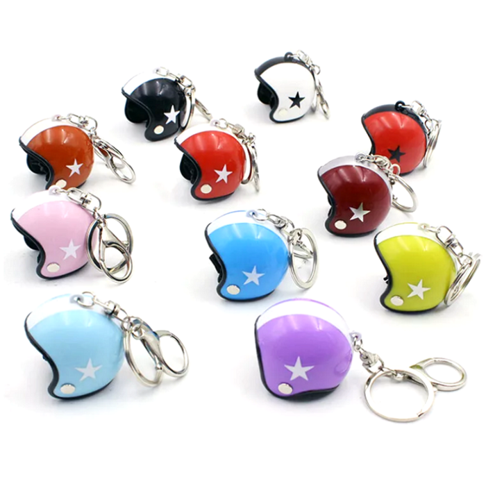 Keychain purple jet helmet with white star