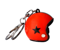 Sleutelhanger jethelm rood met zwarte ster