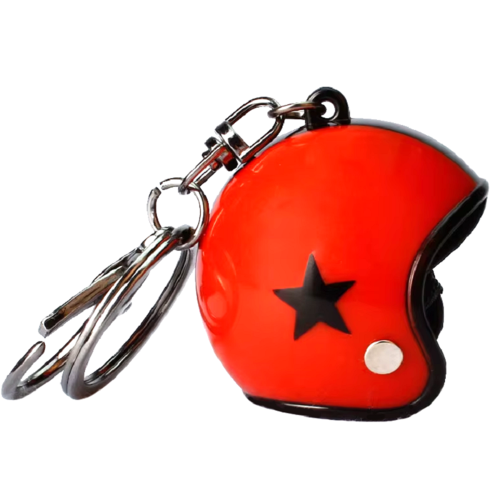 Sleutelhanger jethelm rood met zwarte ster