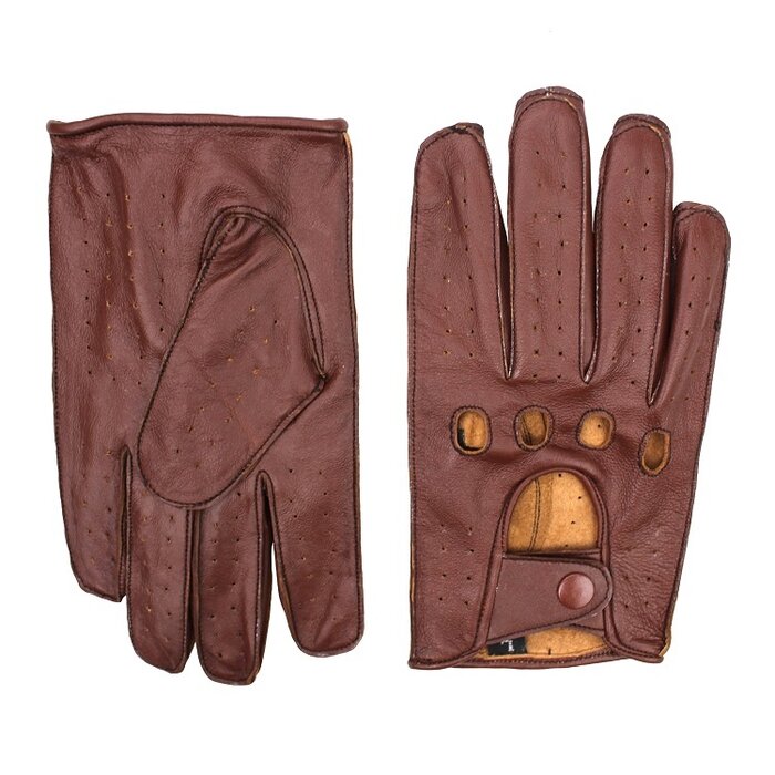 Racing Braun Leder- Autofahrer handschuhe - Größe M