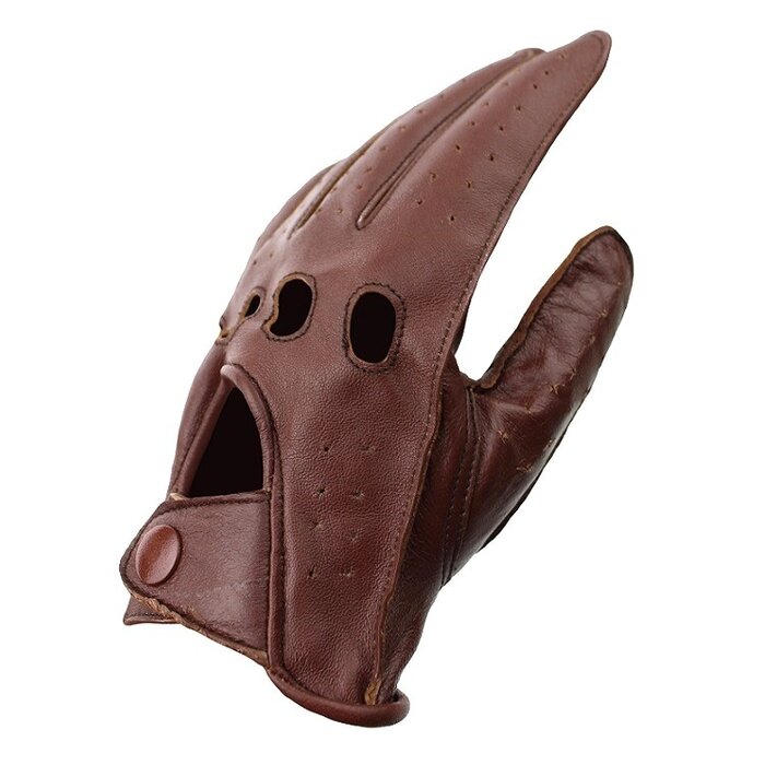 Racing brown leather driving gloves - size M