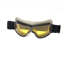 CRG zwart, wit leren cruiser motorbril