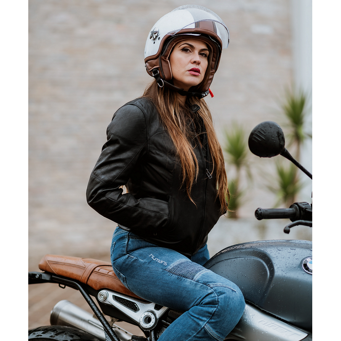 Motocubo top cube jet helmet with double visor | white - brown leather | ECE 22.06