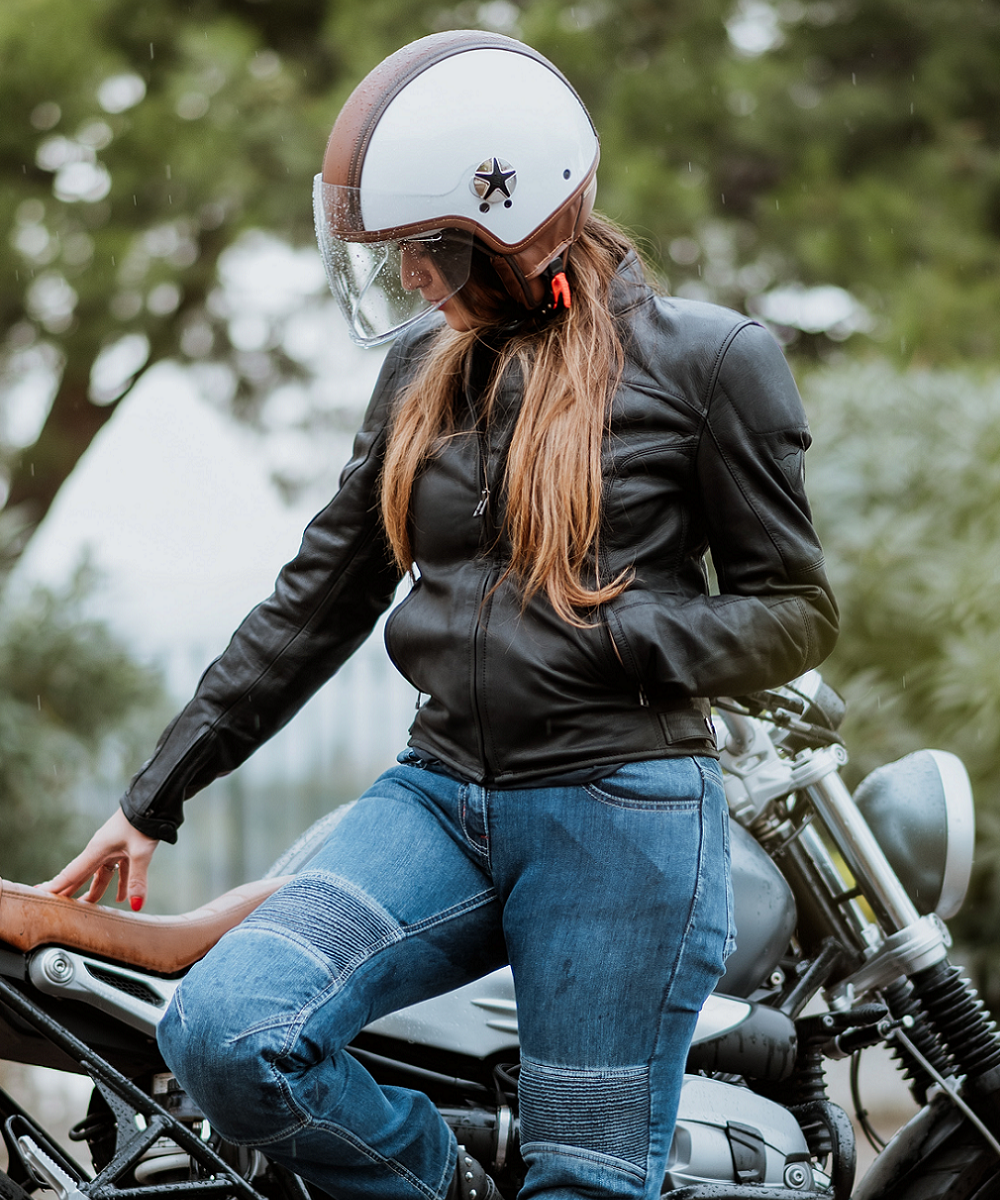 Motocubo top cube jet helmet with double visor | white - brown leather | ECE 22.06