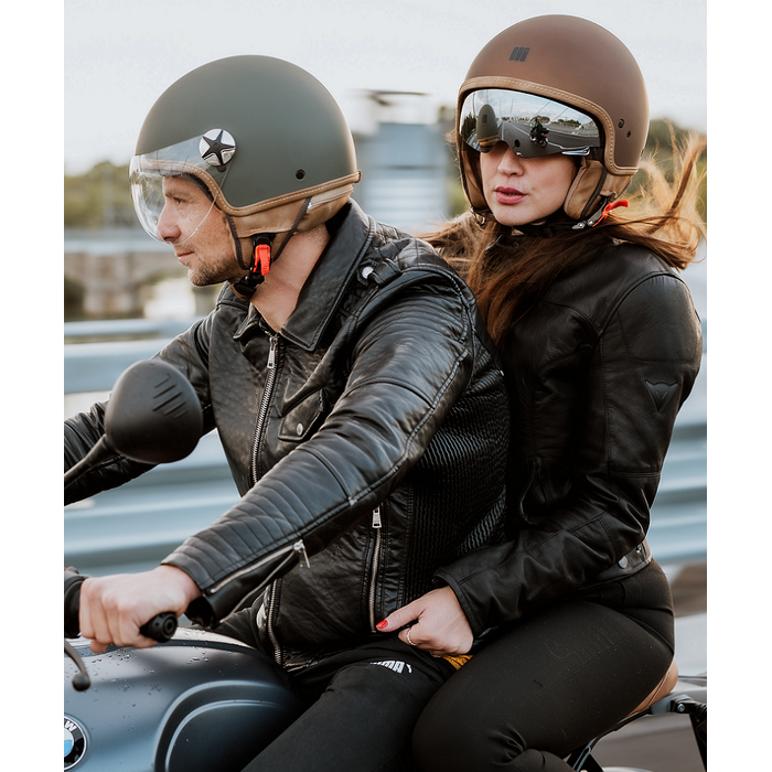 Motocubo ant jethelm met extern vizier | mat groen | ECE 22.05