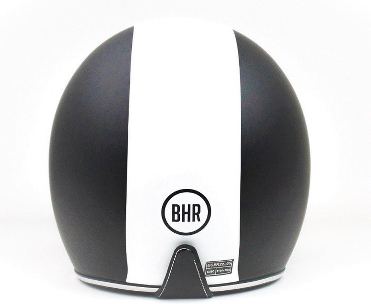 BHR 811 vintage jethelm mat zwart - wit | maat XS