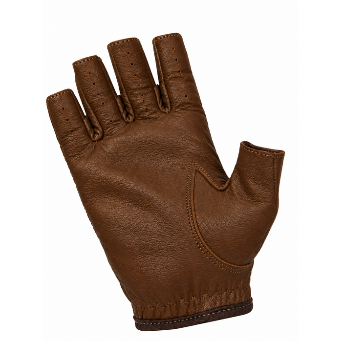 Vareno Brescia fingerless leather driving gloves walnut brown