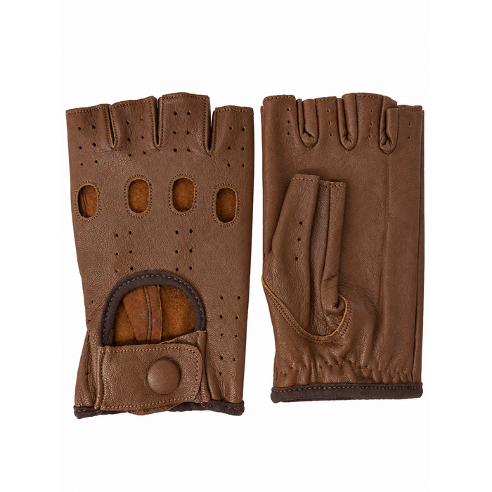 Vareno Brescia Fingerlose Leder-Autohandschuhe - Walnussbraun