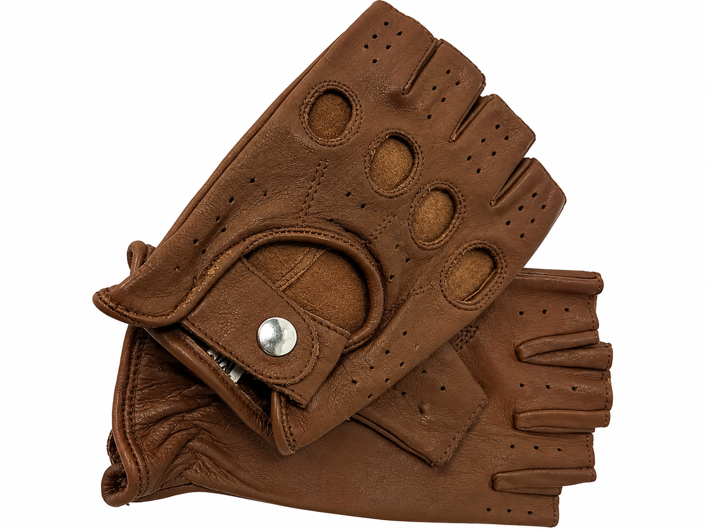 Swift racing fingerless leather gloves nappa brown