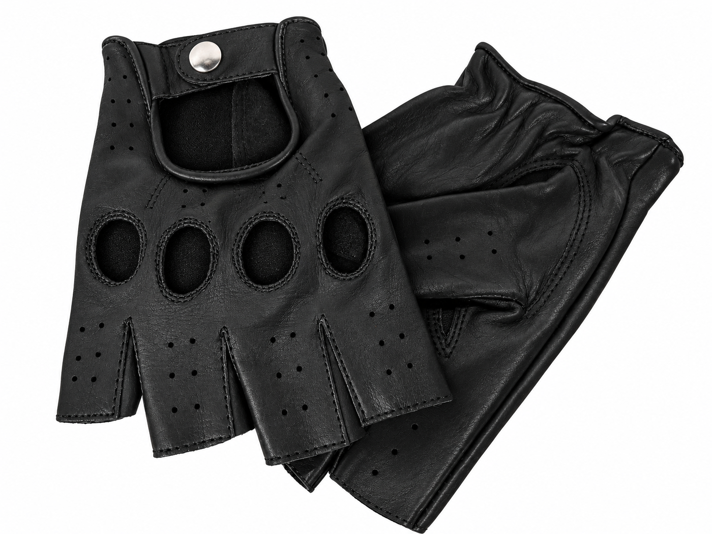 Swift racing fingerless leather gloves black