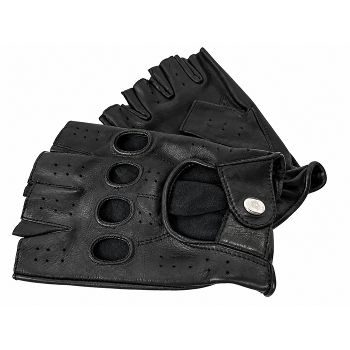 Swift racing fingerless leather gloves black