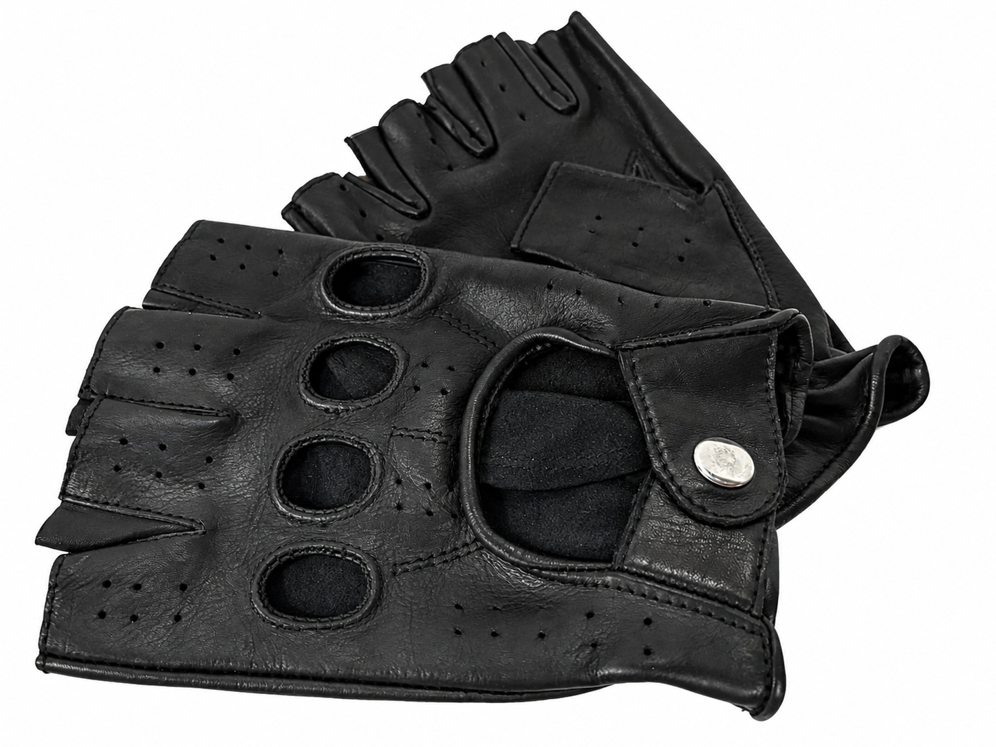 Swift racing vingerloze leren handschoenen zwart