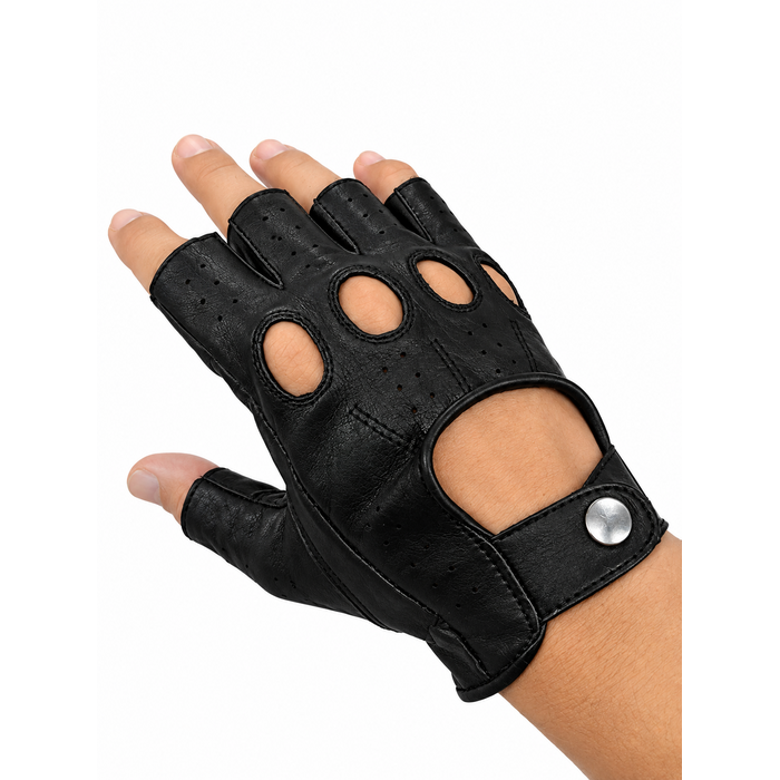 Swift racing fingerless leather gloves black