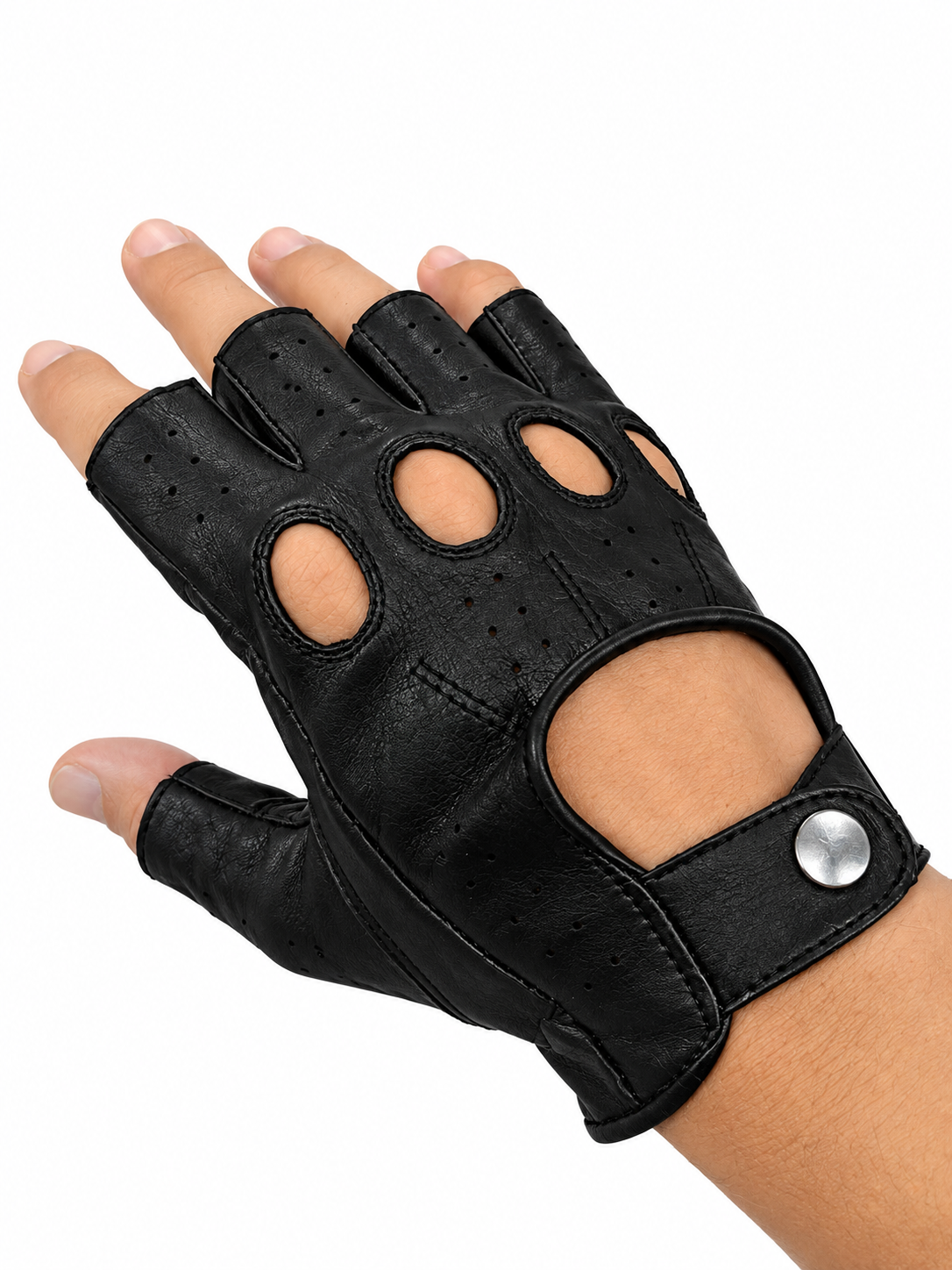Swift Racing fingerlose Autofahrer handschuhe Schwarz Leder