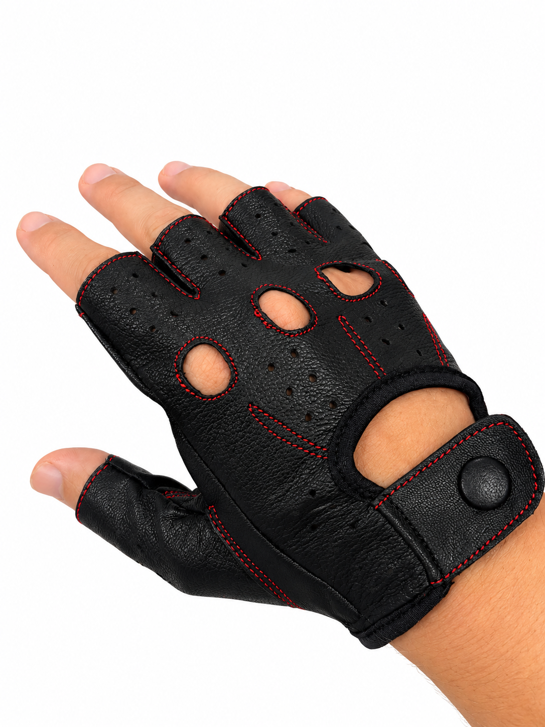 Vareno Brescia Fingerlose Leder Autohandschuhe Rot