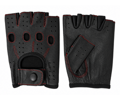 Vareno Brescia vingerloze leren handschoenen zwart-rood