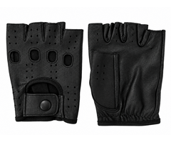 Vareno Brescia fingerless leather driving gloves black