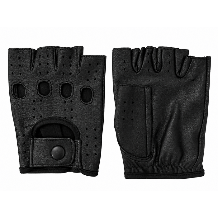 Vareno Brescia Fingerlose Leder-Autohandschuhe Schwarz