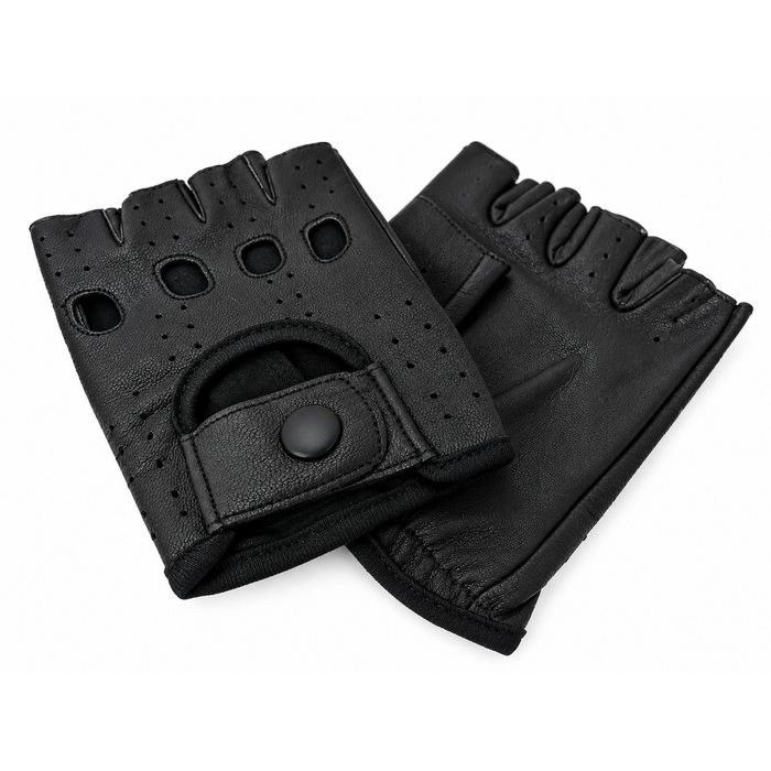 Vareno Brescia vingerloze leren handschoenen zwart