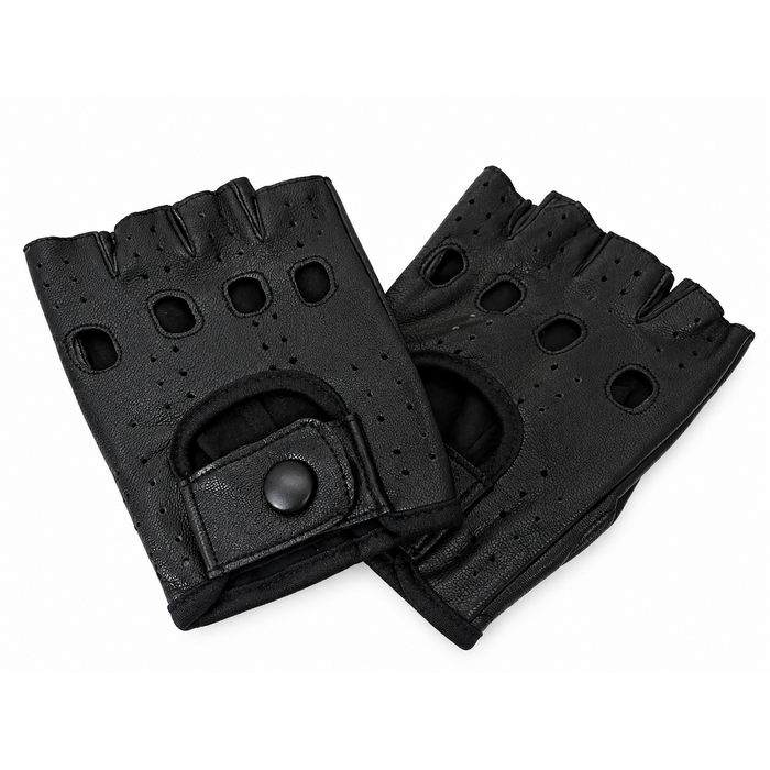 Vareno Brescia Fingerlose Leder-Autohandschuhe Schwarz