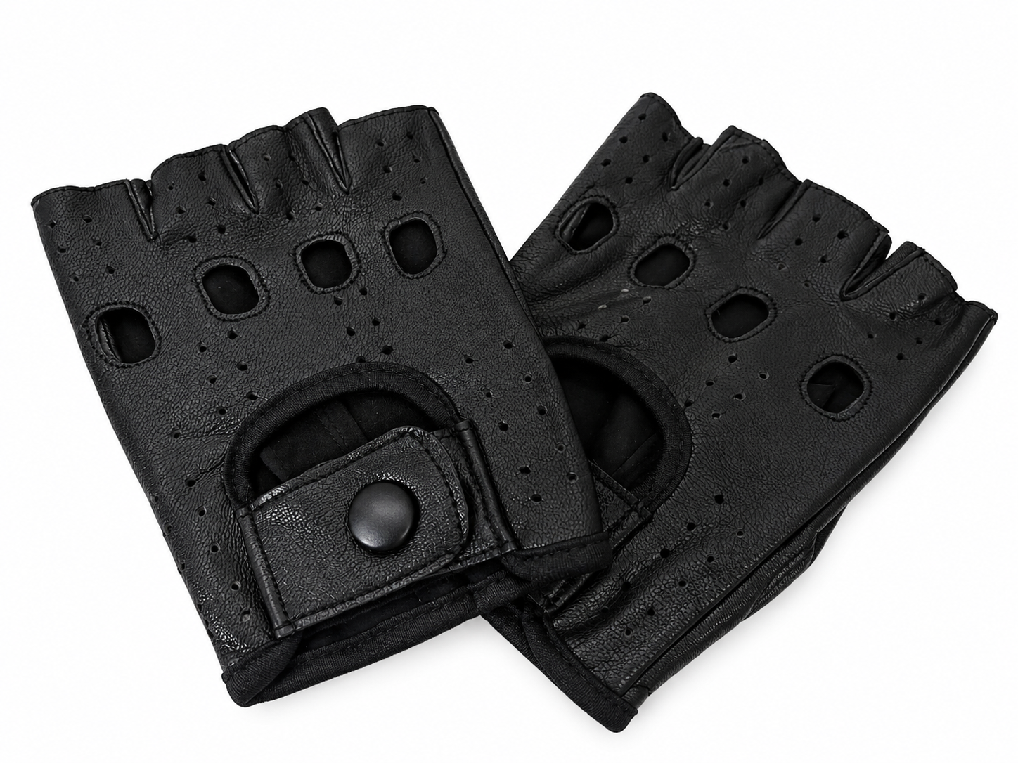 Vareno Brescia fingerless leather driving gloves black