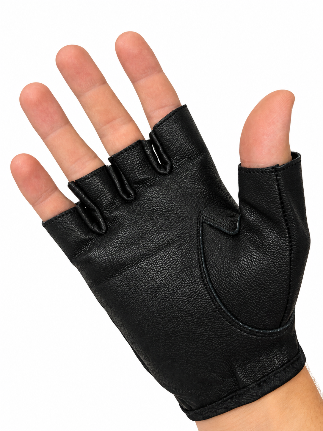Vareno Brescia fingerless leather driving gloves black