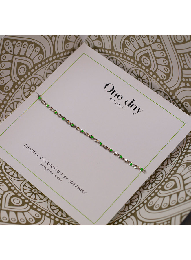 ONE DAY charity bracelet groen ( plated 14k geelgoud  of  witgoud)